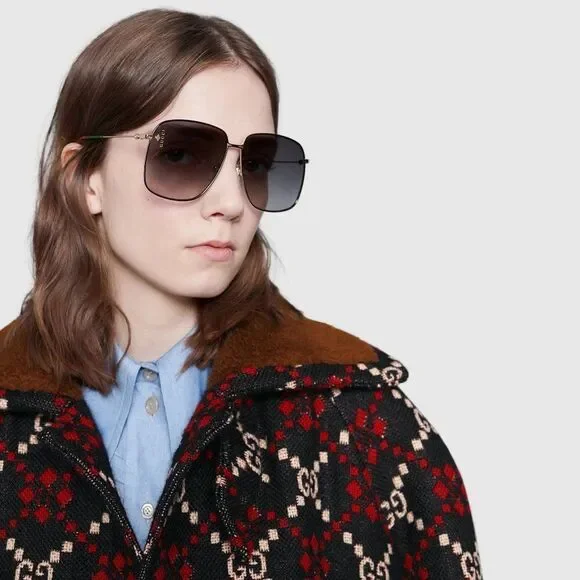 GUCCI GG0394S AVIATOR SUNGLASSES Gold/Brown - Picture 11 of 11